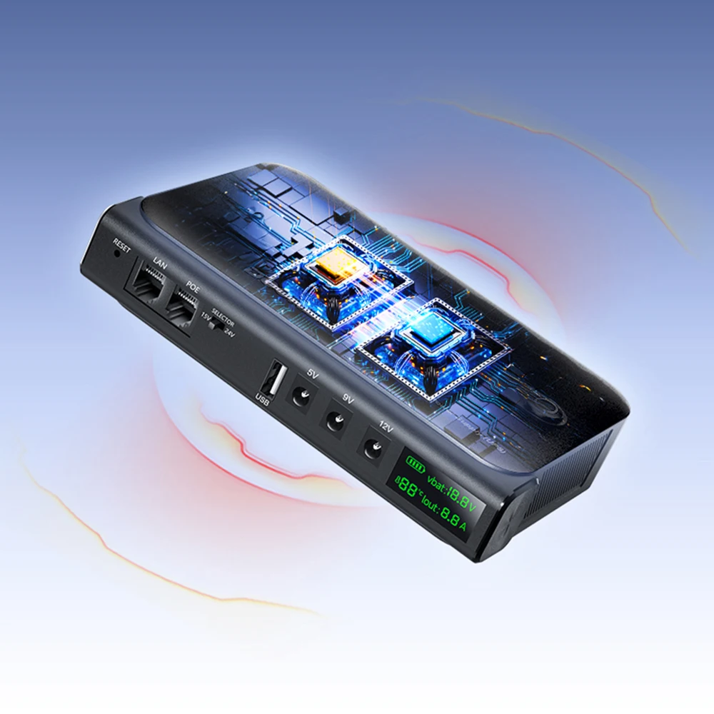 DC1036L UPS Battery Backup 36W Uninterruptible Power Supply 18650 Replaceable Battery for Router NAS Modem 5/9/12/15/24V