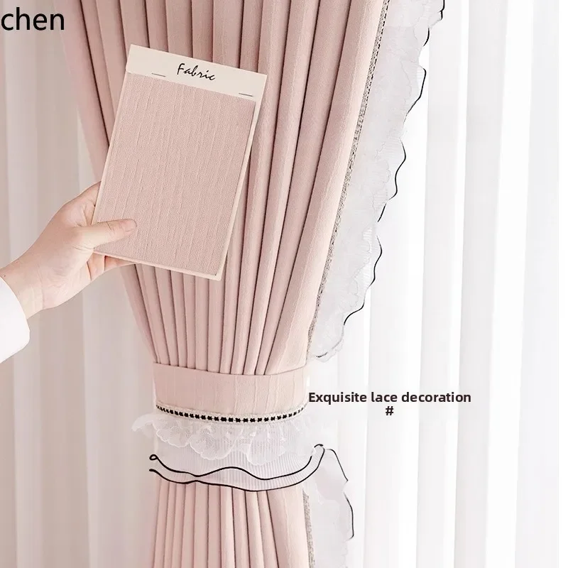 Custom New Pink Princess Style Curtains Blackout Bedroom Girl High-end Living Room