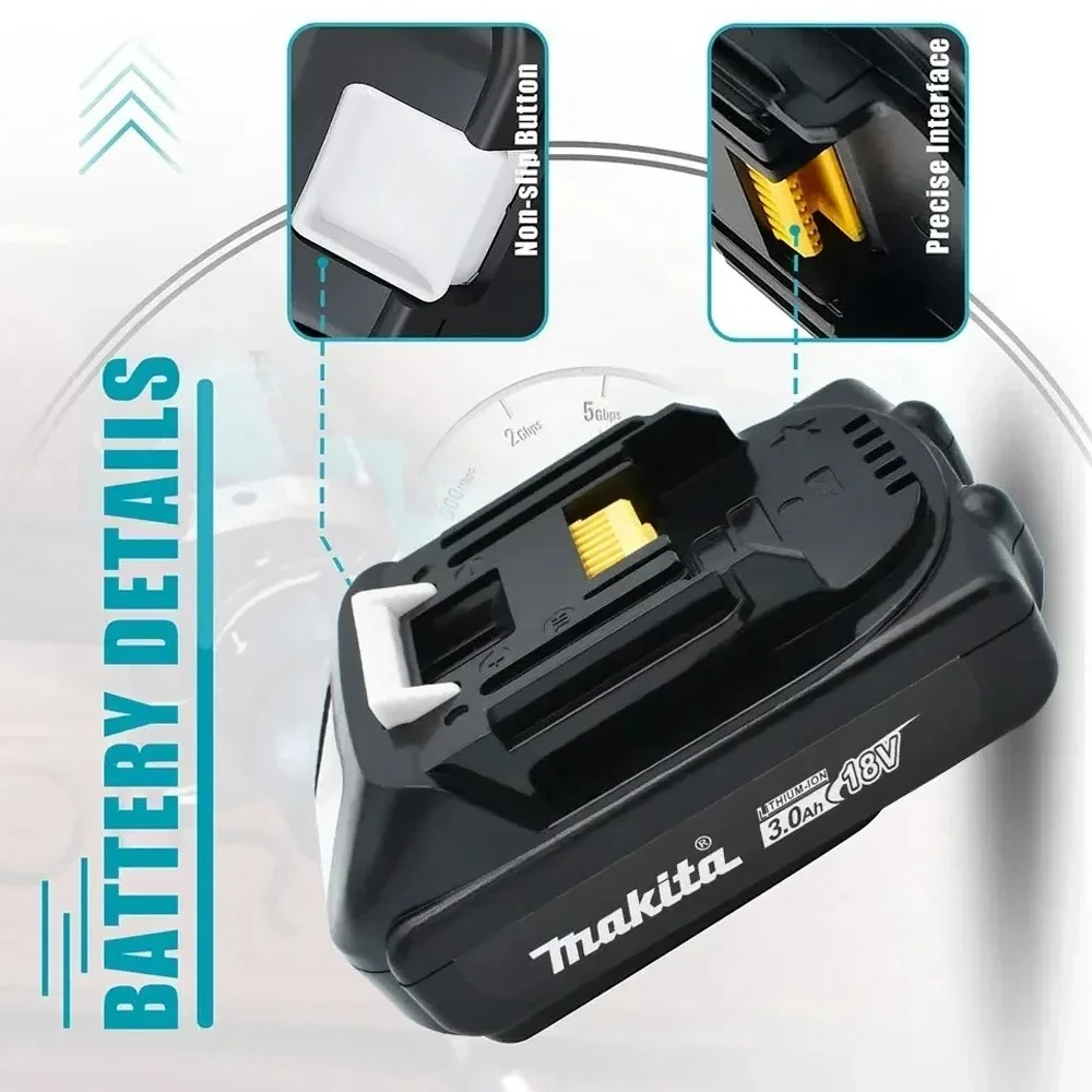 

Original Makita 3Ah/ Makita 18V Battery BL1830B BL1850B BL1850 BL1840 BL1860 BL1815 Replacement Lithium Battery