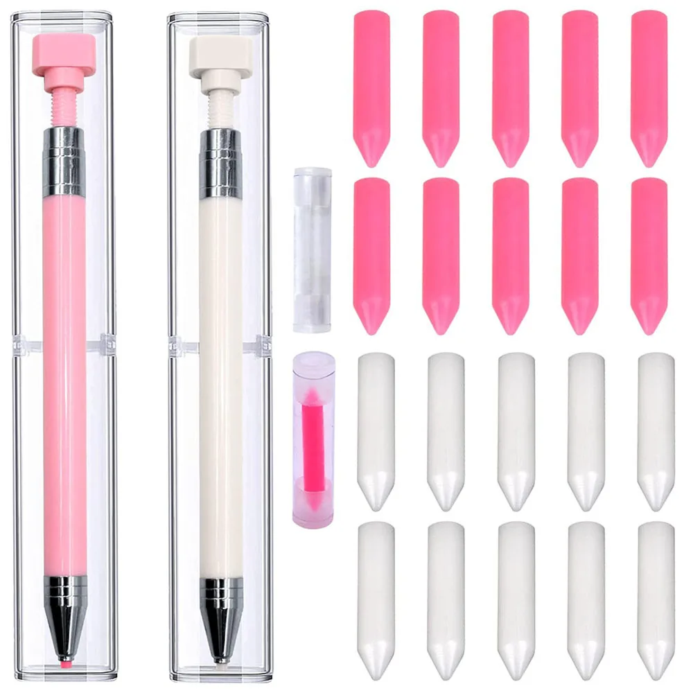 

21 Pcs Diamond Painting Pens Kit 1pc Refillable Wax Pen with 20 Pcs Wax Rotating Glue Point Drill Pen for Nail Art