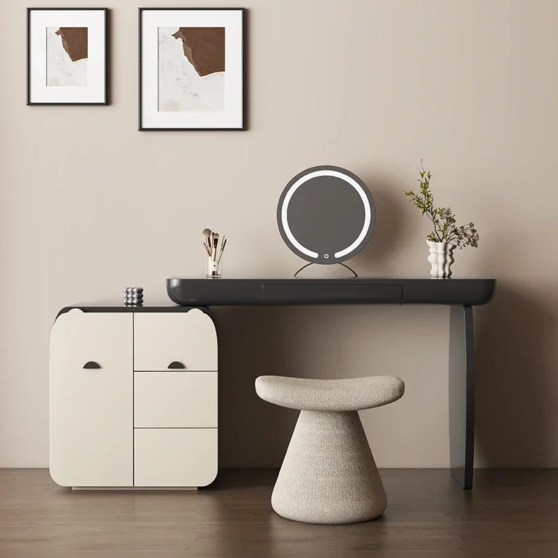 

/Роскошные деревянные наборы столиков для макияжа для девочек, скандинавские женские черные комоды для хранения вещей для спальни, ящик с зеркалом, мебель с подсветкой