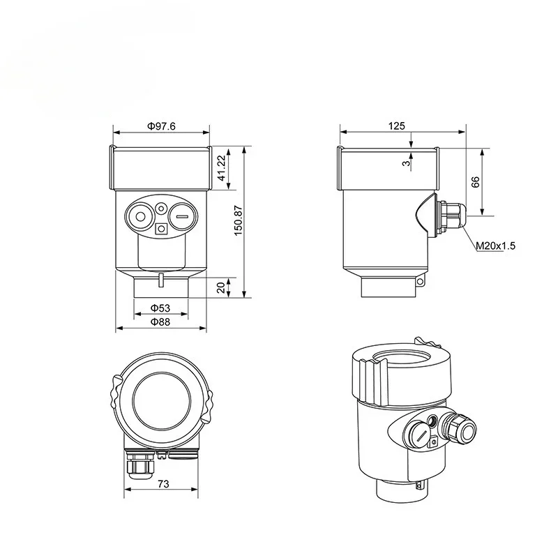 

horn mouth radar level gauge pulse type radar level gauge