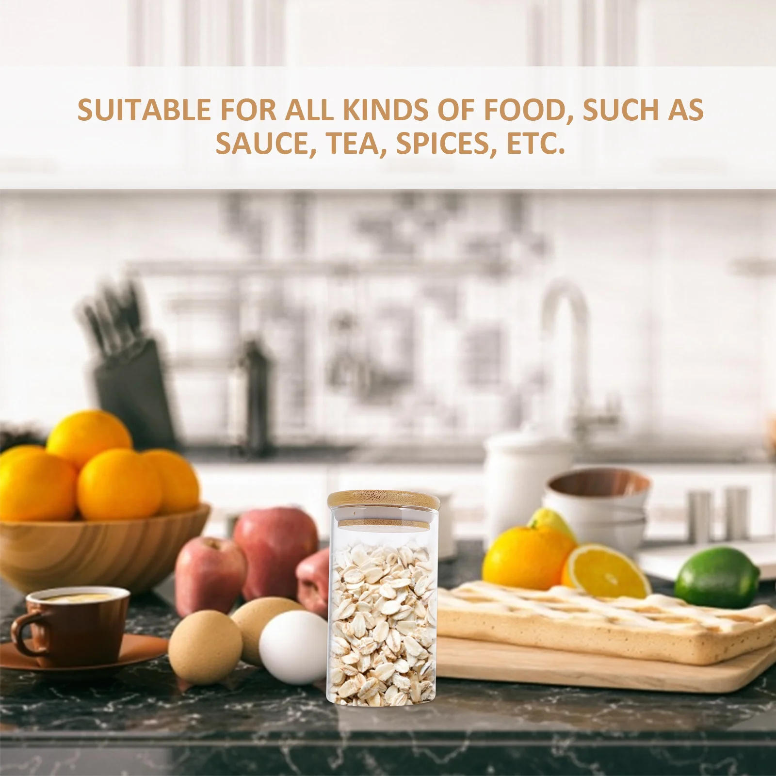 

3pcs Glass Storage Jars Transparent Airtight Containers For Kitchen Spice Tea Nut Dry Fruit Organization Borosilicate Sealed