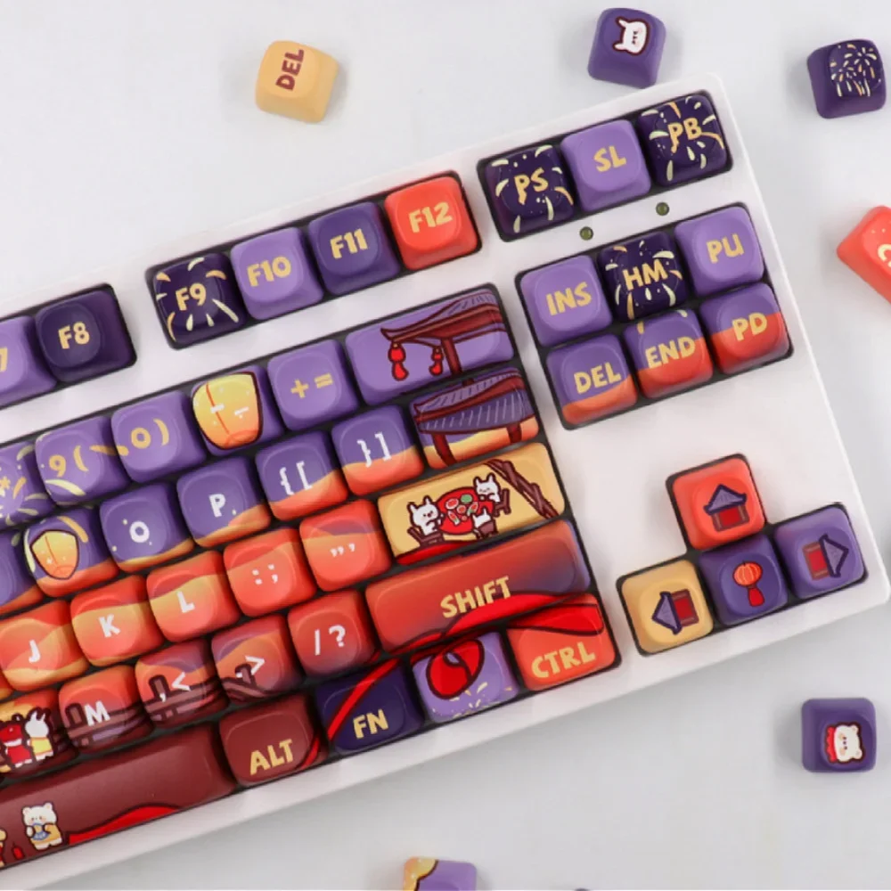 

Fireworks MOA Keycap Set PBT Cherry 139 Keys Cute Animation Pets for MX Switch 60/84/90/104/108 Layout Mechanical Keyboards