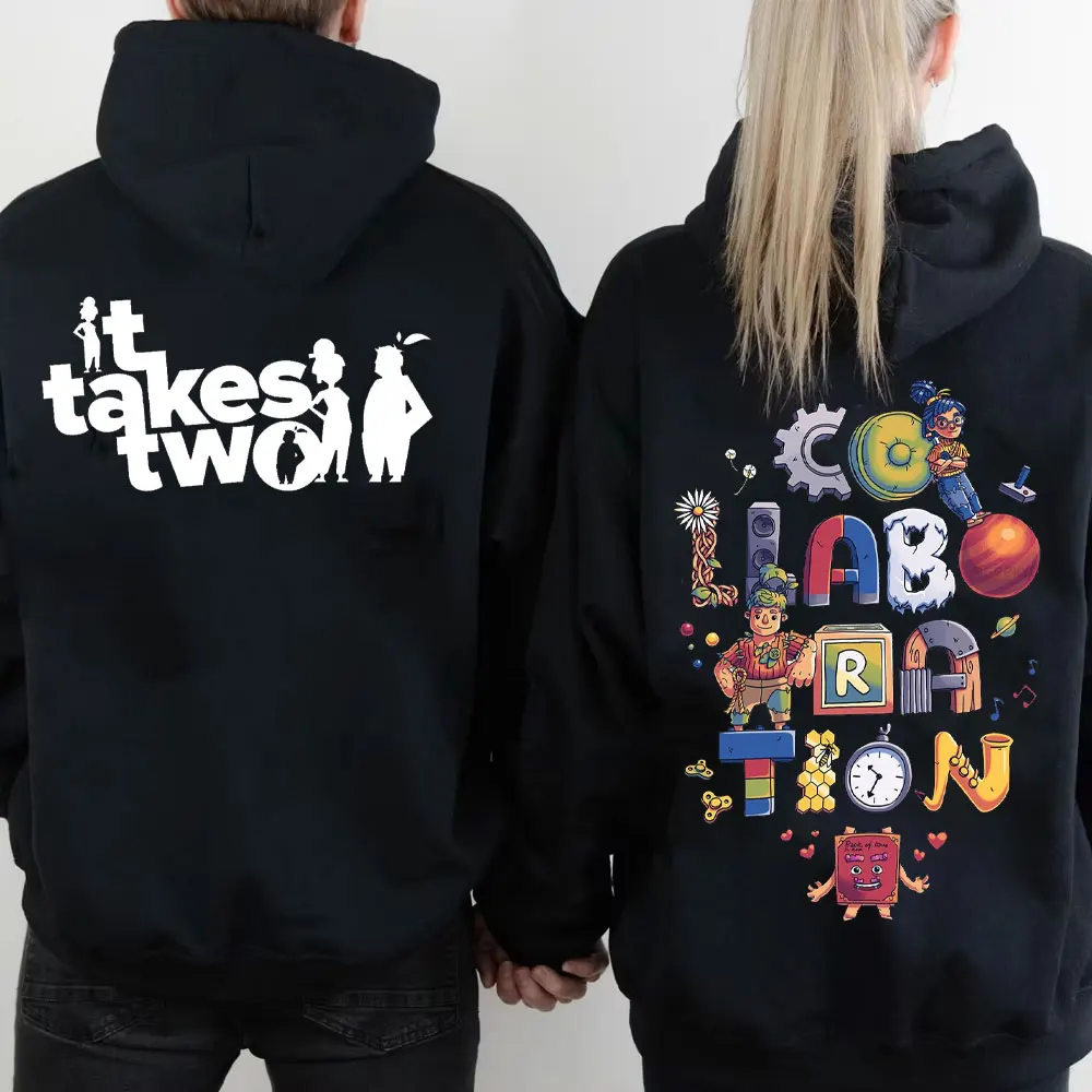 Paar-Hoodies zum Warmhalten: 'It Takes Two' Puppen-Matching-Hoodies, Lustige Unisex-Kleidung im Oversized-Stil mit Langen Ärmeln, Y2k-Mode