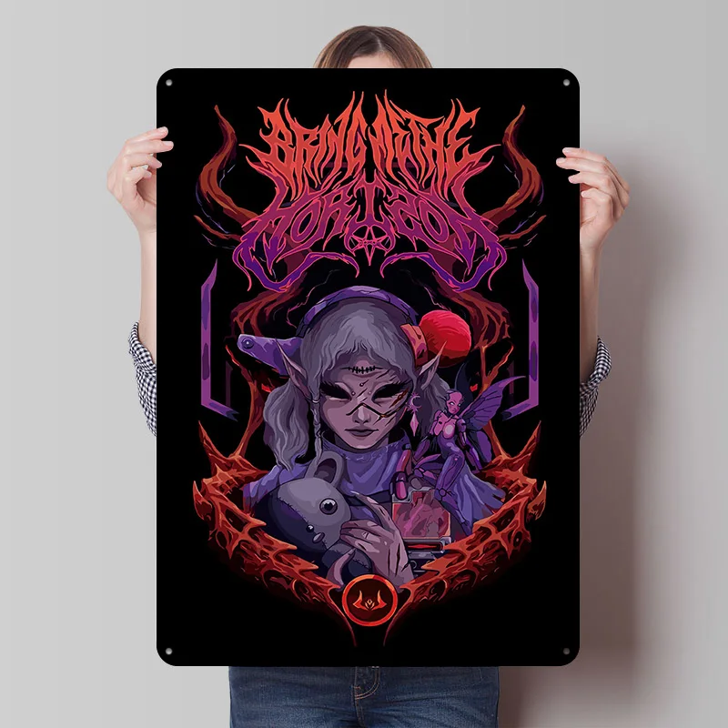 Bring Me The Horizon Fan Art Tinplate Poster Customized Wall Art Vintage Metal Signs Retro Tin Plaque for Gaming Decoration Room