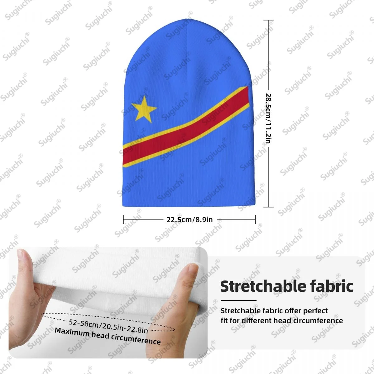 Democratic Republic Of Congo Flag Beanie Hat for Women Men Fashion Knitted Hat Winter Warm Hats Soft Stretchy Ski Beanie Cap
