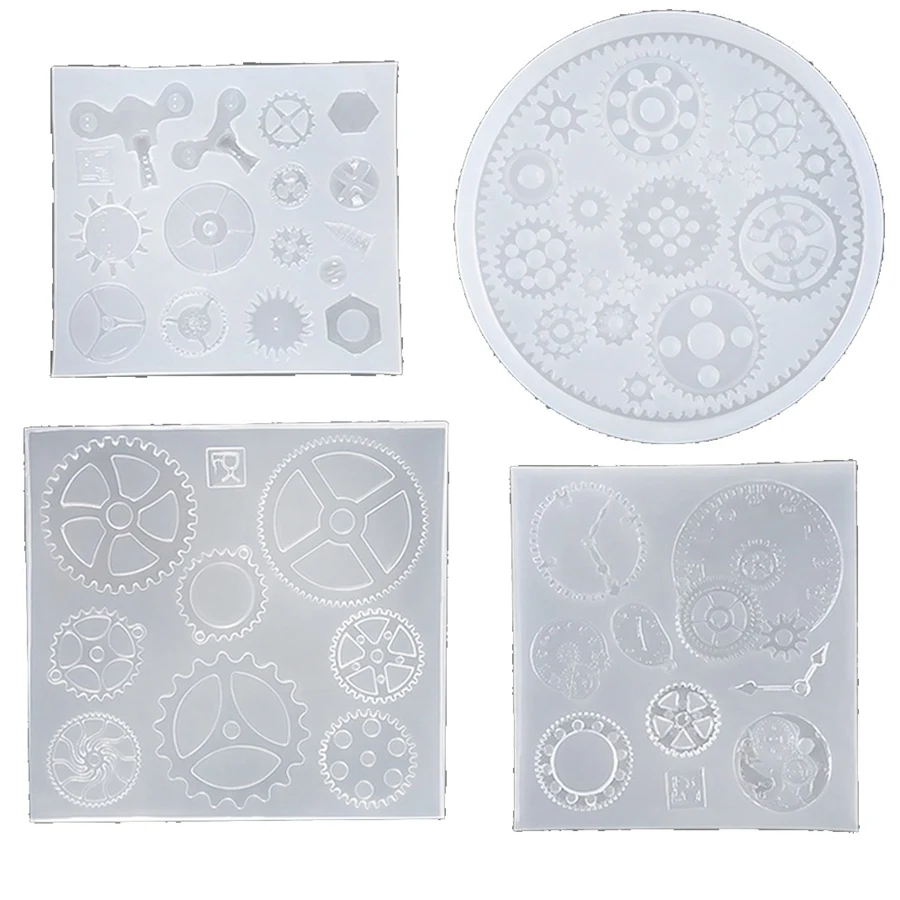 4 Pcs Epoxy Resin Molds Steampunk Clock Gear Molds Silicone Molds Casting Molds for DIY Jewelry Craft Decortion