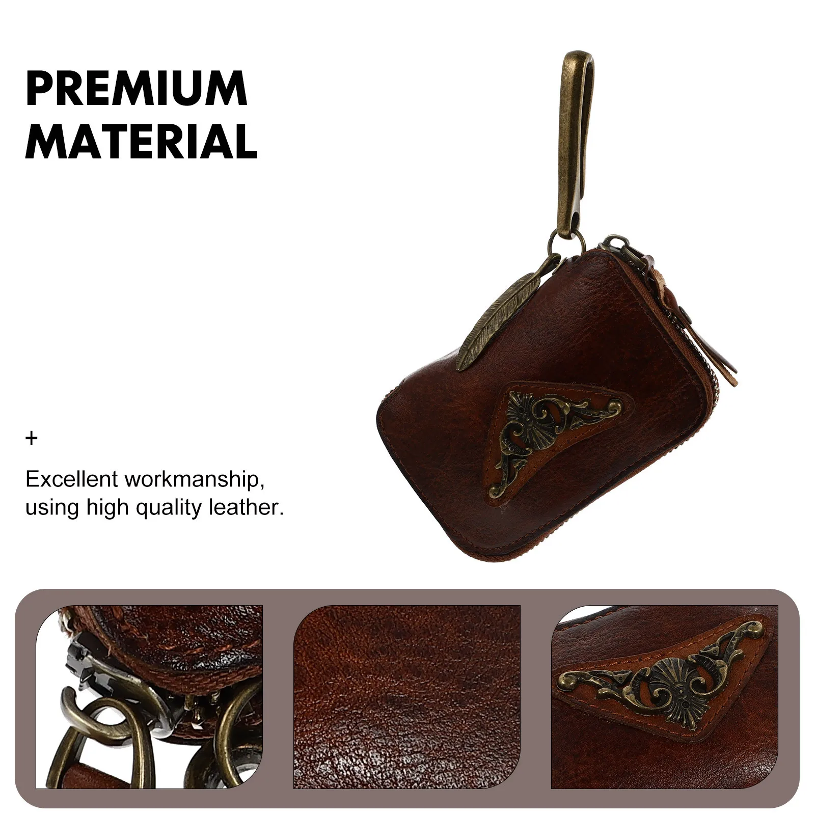 

1Pcs Car Key Storage Bag Retro Design Key Holder Zipper Pouch Lightweight Easy Carry Large Capacity