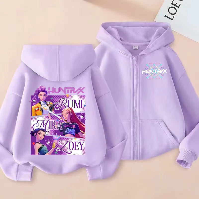 

Kpop Demon Hunter Hooded Jacket Girls Cute Rumi Mira Zoey Hoodies Kids Spring Autumn Cardigan Coat Children Long Sleeves Clothes