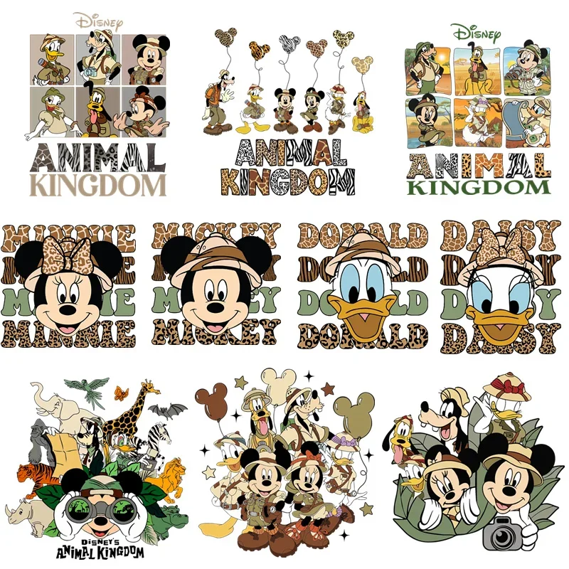 Family Vacation Mickey Wild Animal Kingdom Patches for Kid Clothes Heat Transfer Stickers DIY Tshirt Iron on For Women Appliqued