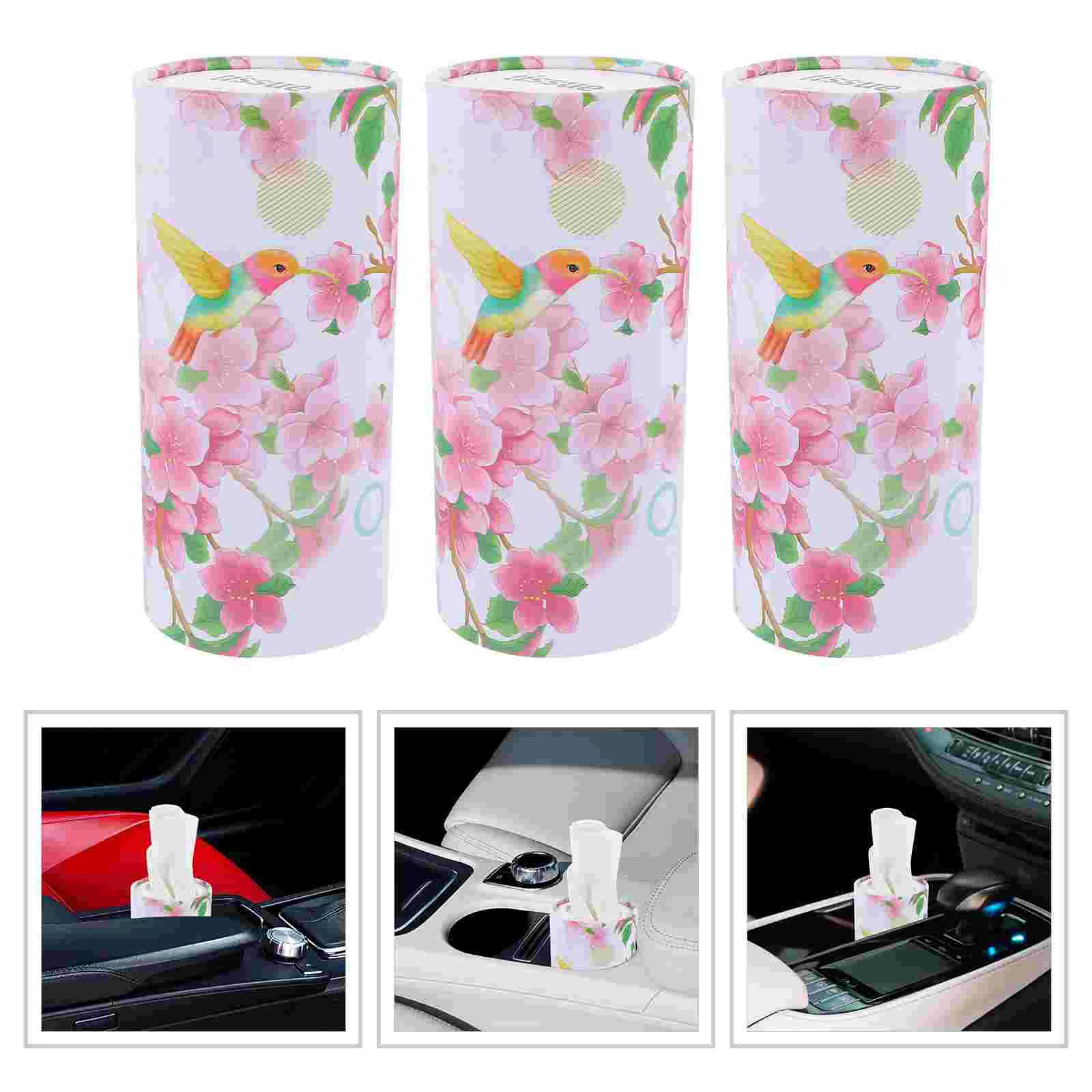 

3 Pcs Cylinder Pumping Paper Car Tissue Automotive Accessories Adorable Convenient Facial Face Portable Travel