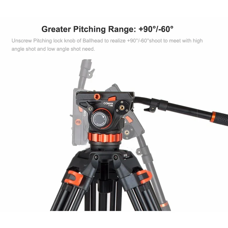DF26Q7PLUS プロフェッショナル 最大耐荷重16kg アルミニウム合金三脚 フルードヘッド付き ビデオ三脚 ビデオスタジオ撮影用 工場