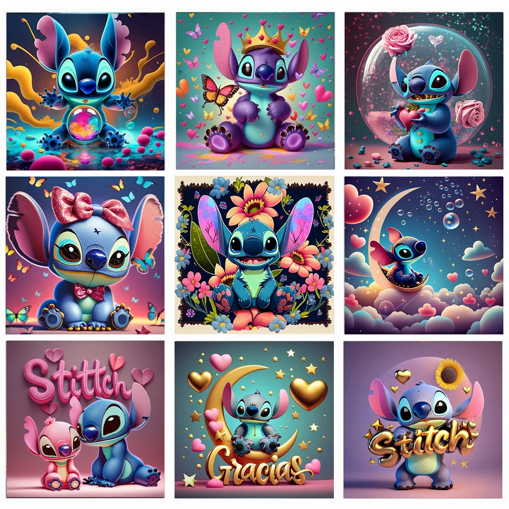 5D Blue Stitch New Series X-626 Disney Colorful Graffiti Art Cartoon DIY Hand Diamond Painting Embroidery Kids Home Decor Gifts