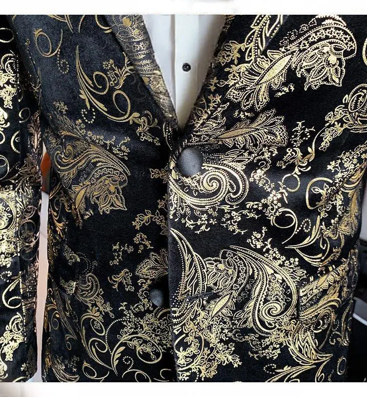 Herrenanzüge mit Goldstickerei, Modische Bankett- und Tanzkostüme, Trendige Moderatoren- und Hochzeitsanzüge, Männliche Star-Performanceanzüge – Detail 16