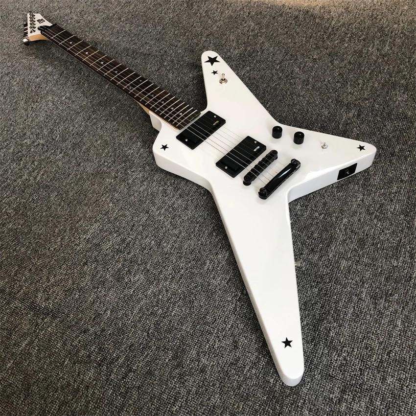 Nueva guitarra eléctrica de forma blanca, venta al por mayor y al por menor de fábrica, personalizable