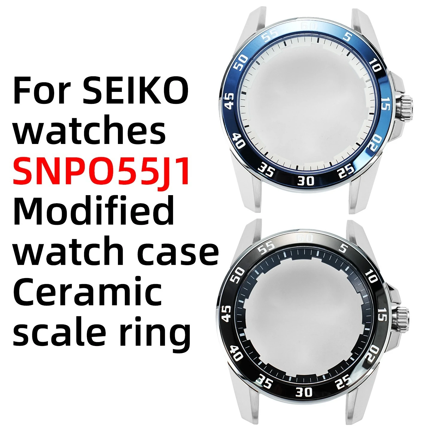 Wysokiej jakości ceramiczny pierścień zamienny do tarczy zegarka SEIKO serii SNP055J1, stal nierdzewna, modyfikacja solidnej koperty.