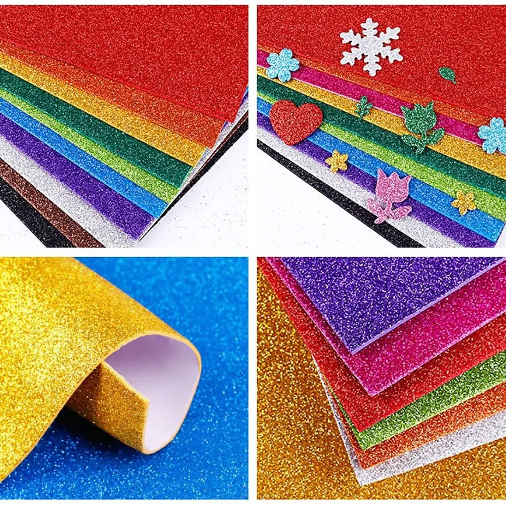 New Self-adhesive Glitter Foam Paper EVA Flash Colorful Handcraft Cutters Paper A4 Scrapbooking Material
