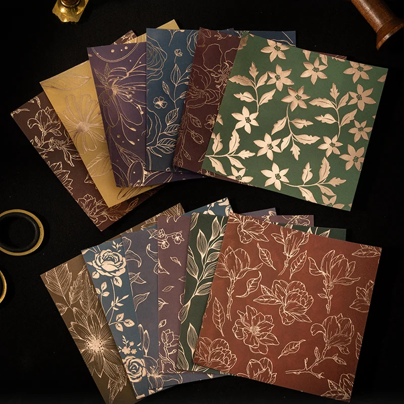 Mr.Paper Hot Stamping Craft Material Paper Lily Cherry Blossom Flower Theme Sulfuric Acid Paper Material Home Decoration Gifts
