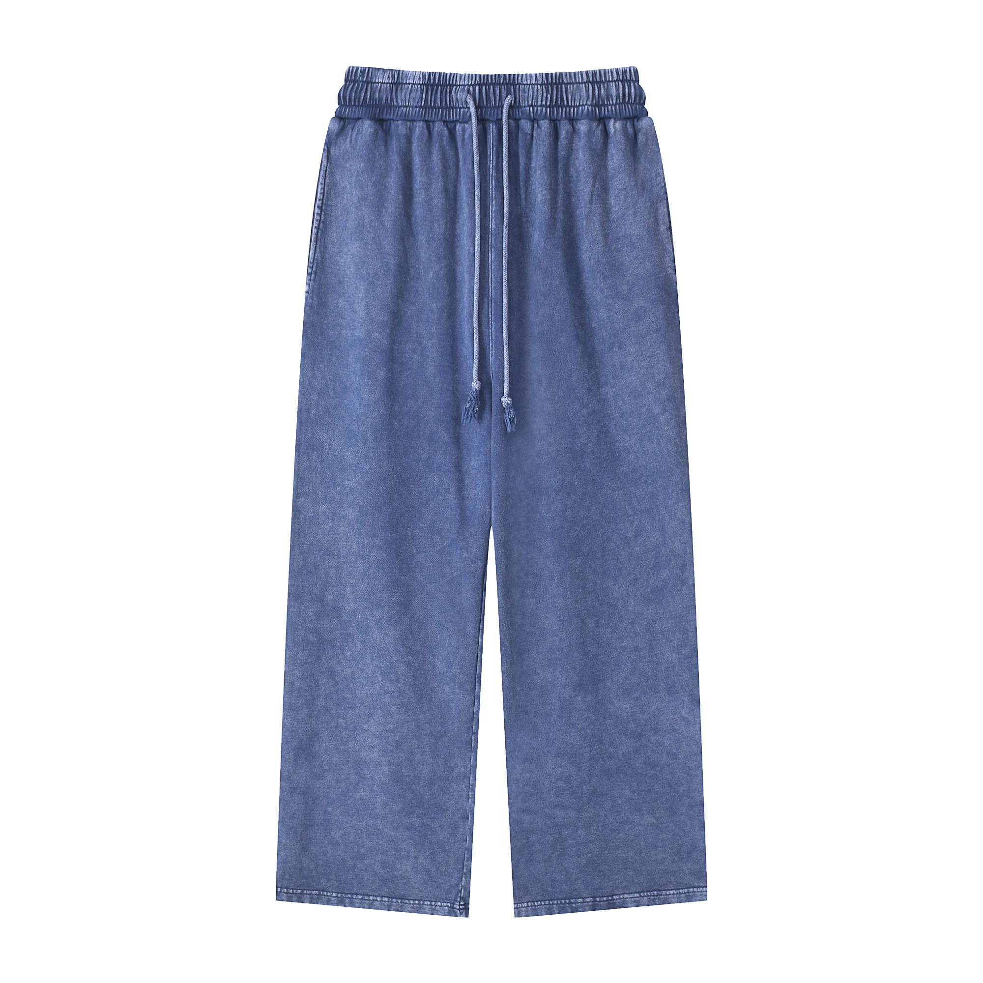 Customized Men's Mid Waist Pants Quick Dry 95% Cotton 5%Elastane Vintage Colored Wash Flat Front Drawstring Straight Pattern