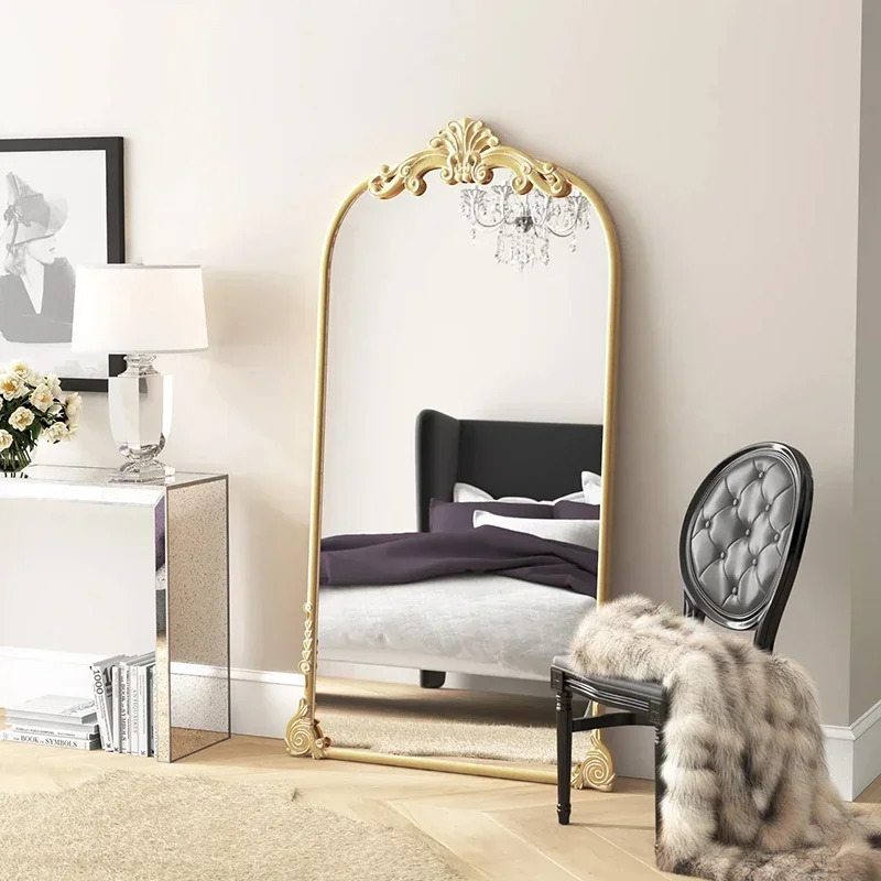 Premium Outstanding European Wall-mounted Full-body French Retro Carved Floor-to-ceiling Home Bedroom Dressing