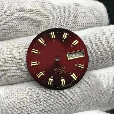 28.5mm Vintage Watch Dial DIY Parts 3 Stars Dual Calendar Literal Men\'s Watch Accessories for 46941/46943 Movement