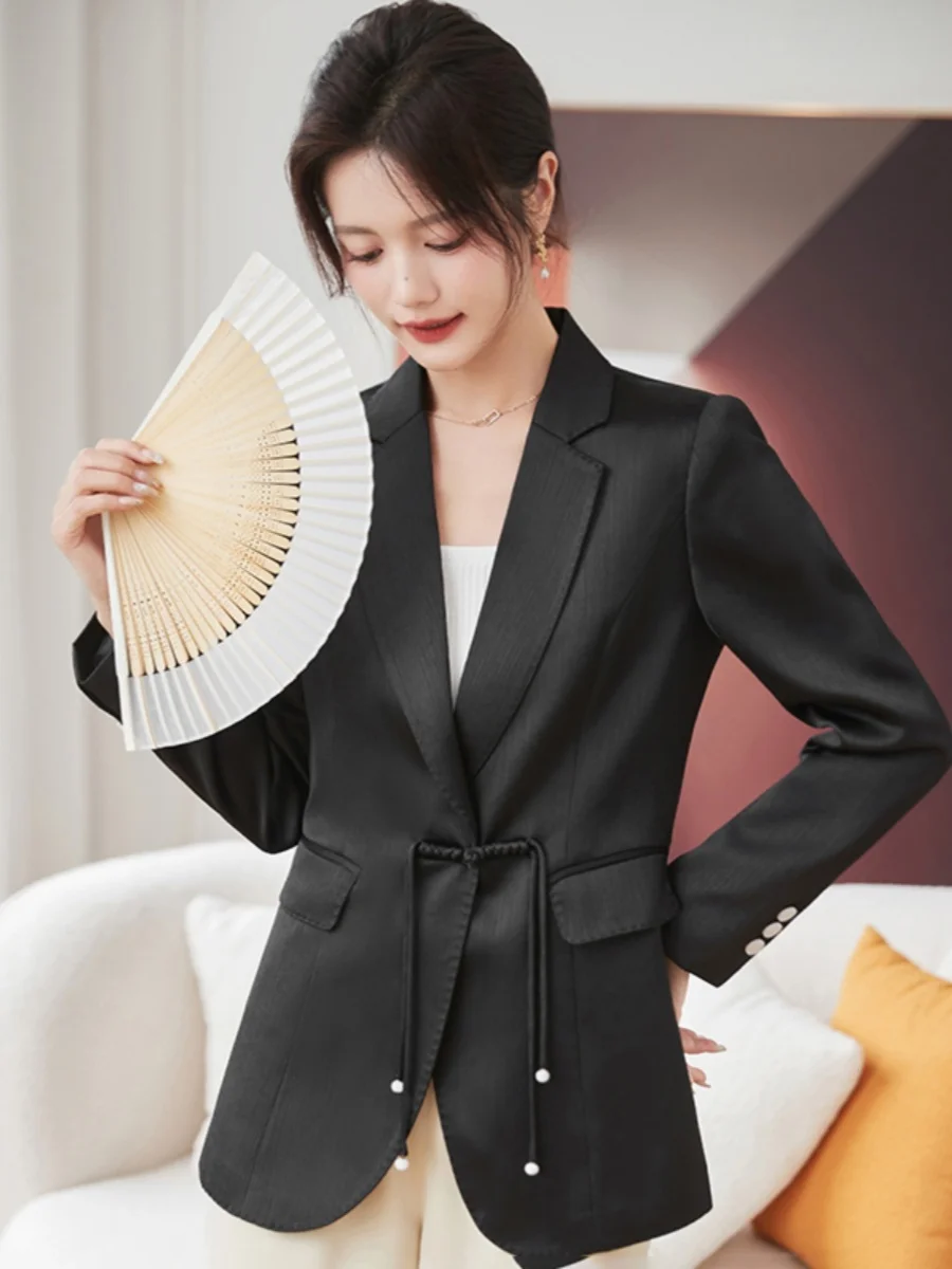 

Ele Pink Suit Jaet Women's Casual Sle Small Size Faionable Top Quali Polyester Material Commute Wind Straight Cut