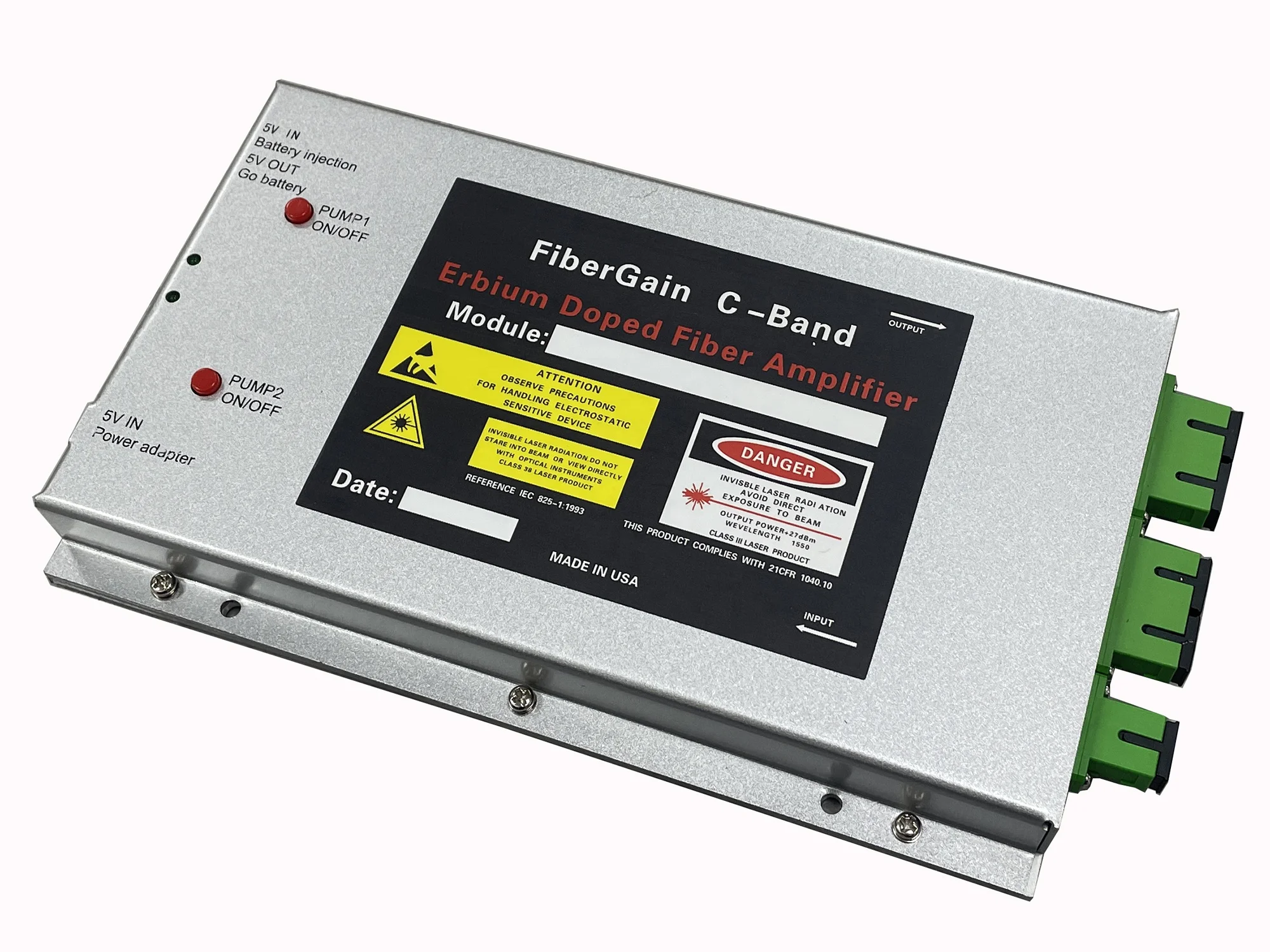 Mini 1550nm CATV Building ERBIUM-DOPED Optical Amplifier  With 4x17dBm Output And Battery