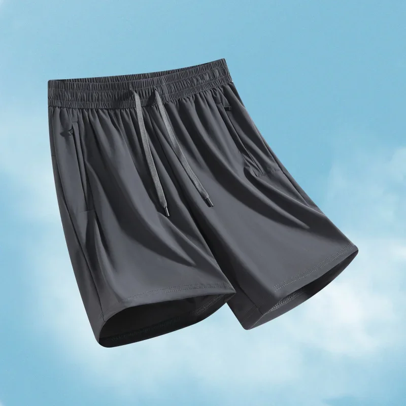 أزياء الربيع الصيف الرباط الرياضة تشغيل السراويل بسيطة بلون تصميم التجفيف السريع تنفس الجليد النسيج الرجال قصيرة 2PCS