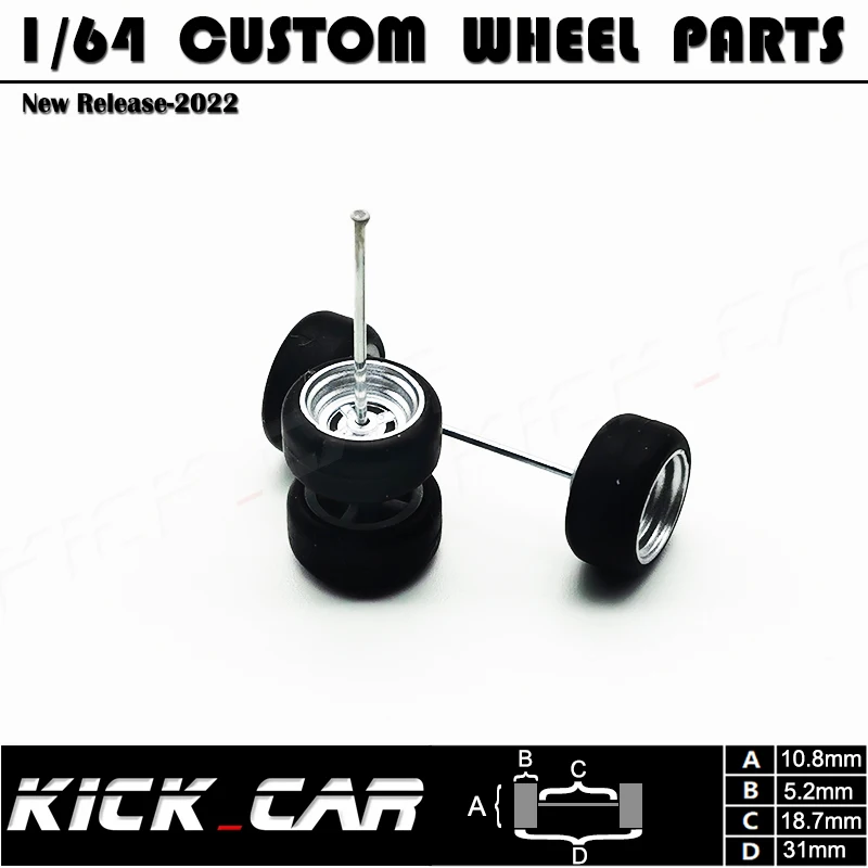 Model Car 1:64 Scale Wheels For Hotwheels with Rubber Tire Basic Model Car Modified Parts Racing Vehicle Toys Tomica MiniGT