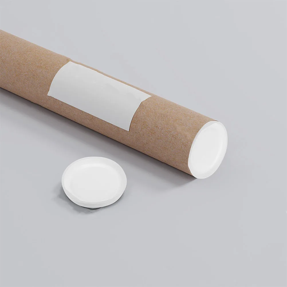 

50Pcs White Plastic End Caps Round Kraft Mailing Tube Covers Cardboard Shipping Tube Stoppers Poster Storage Plastic End Caps
