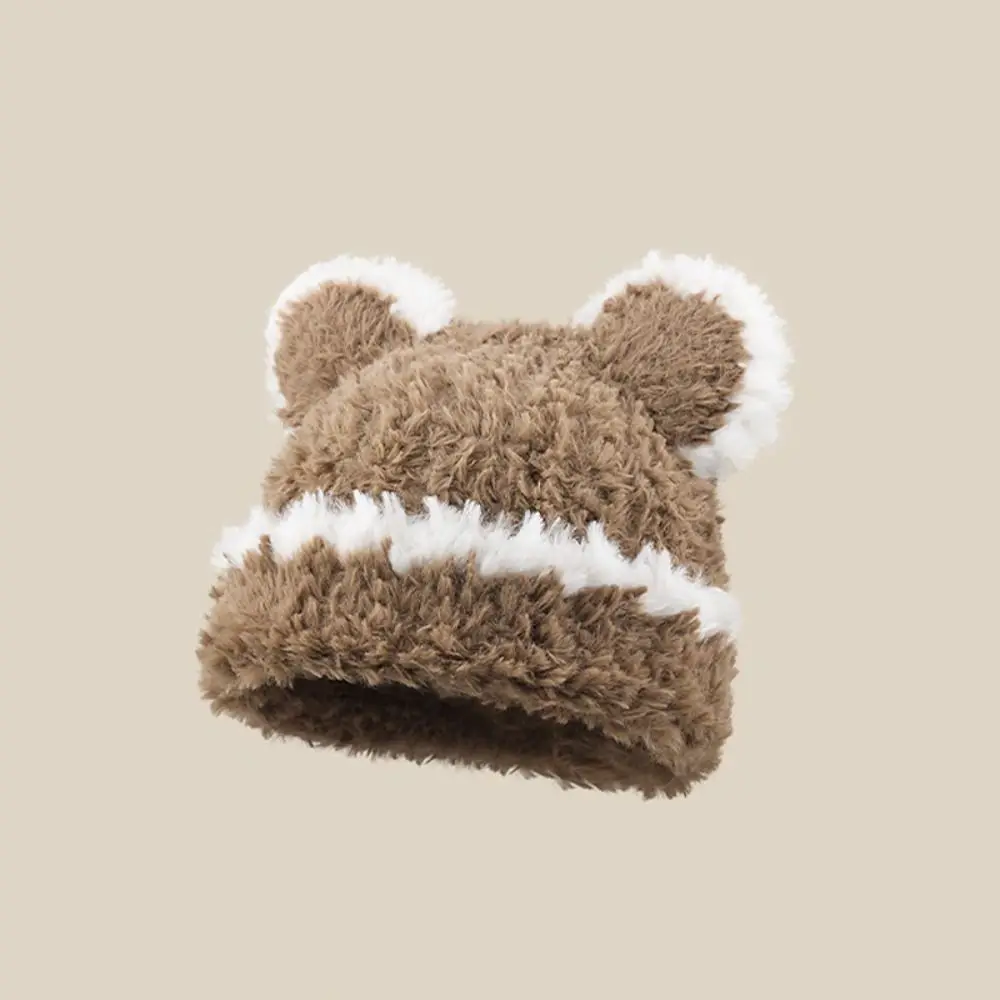 Fashion Thickened Winter Fluffy Fur Hat\ Coldproof Solid Color Warm Beanie Hats Soft Ear Protection Cold Cap Outdoor