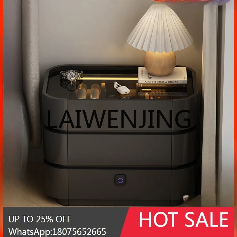 

RWJ Black Master Bedroom Bedside Table Light Luxury High-Grade Bedroom Bedside Storage Cabinet