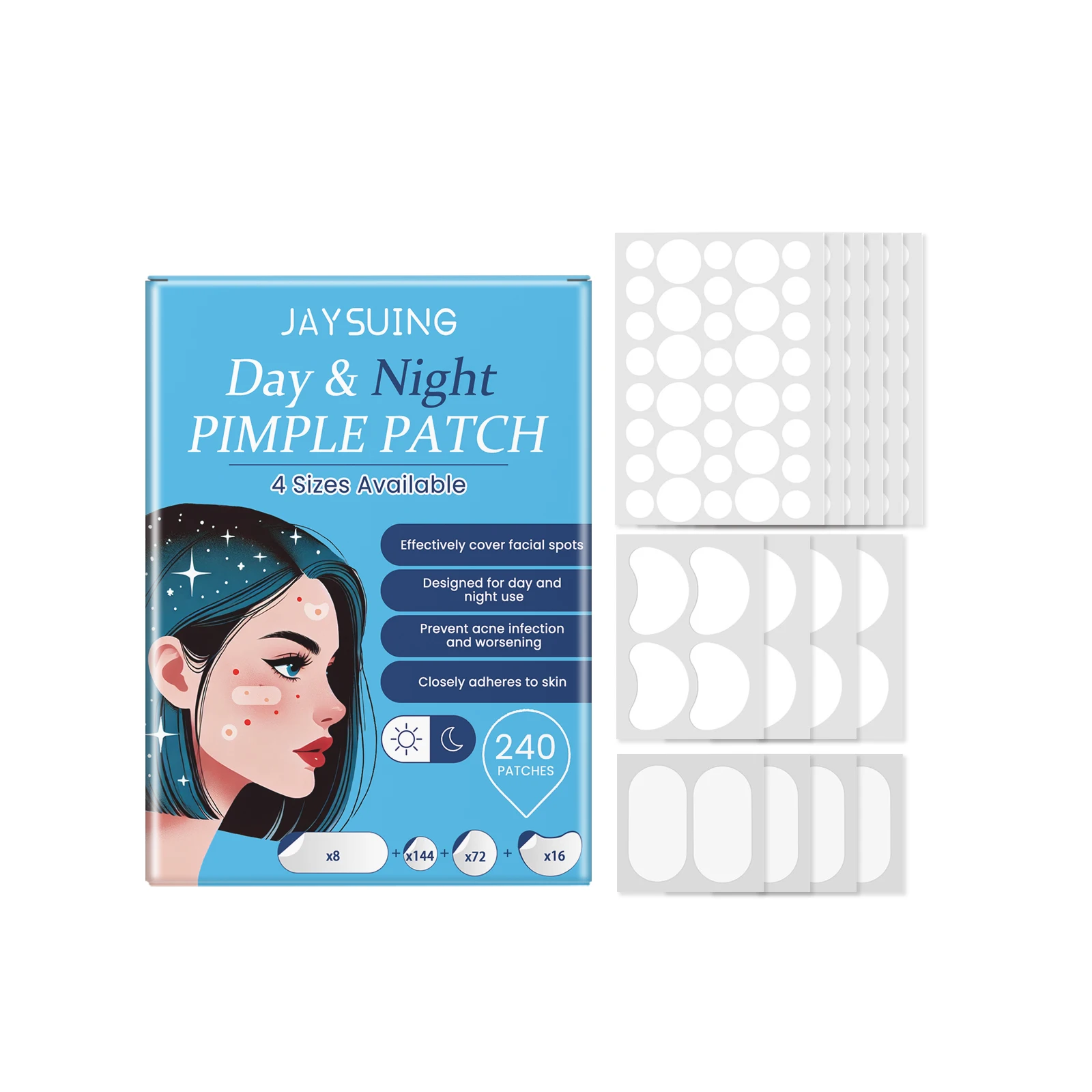 

Jaysuing Day And Night Acne Cover Face Acne Patch Comfortably Repair Skin Oil Control Cover Acne Patch 1pcs