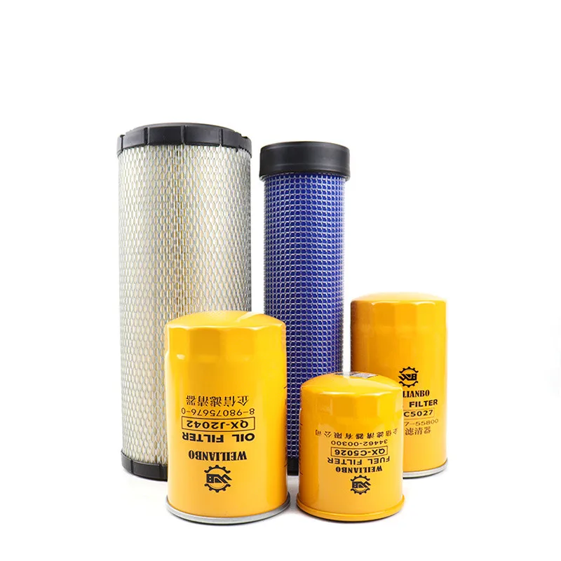 For Komatsu Pc56-7 58-8 Excavator Oil Diesel Air Filter Element Hydraulic Inlet Oil Return Pilot Filter Element