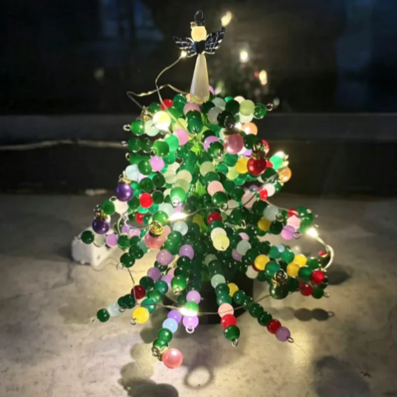 DIY Beaded Christmas Tree Kit, Crystal Bead Holiday Craft Set | DIY Beaded Christmas Tree Kit with Crystal Beads and Ornaments