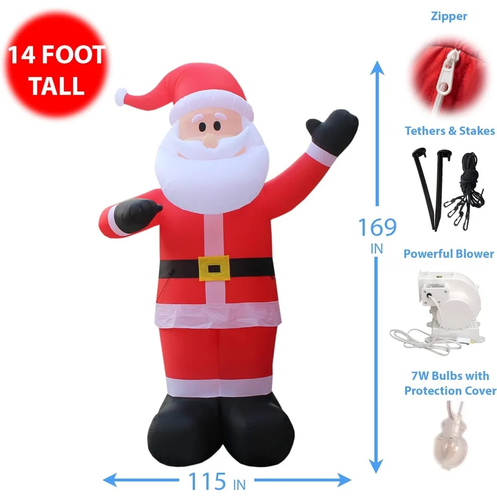 14 Foot Tall Huge Christmas Inflatable Santa Claus Outdoor Decoration