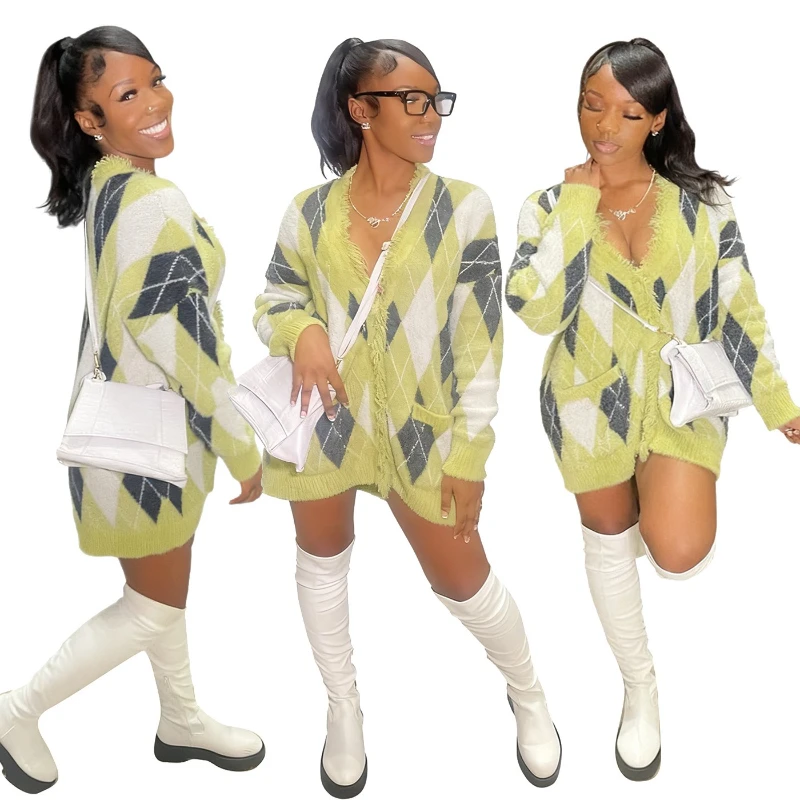 

Women Cardigan Sweaters Mid Length Coats Jackets Full Sleeve Jumpers Y2k Streetwear Elegant Knit Open Stith Autumn Winter