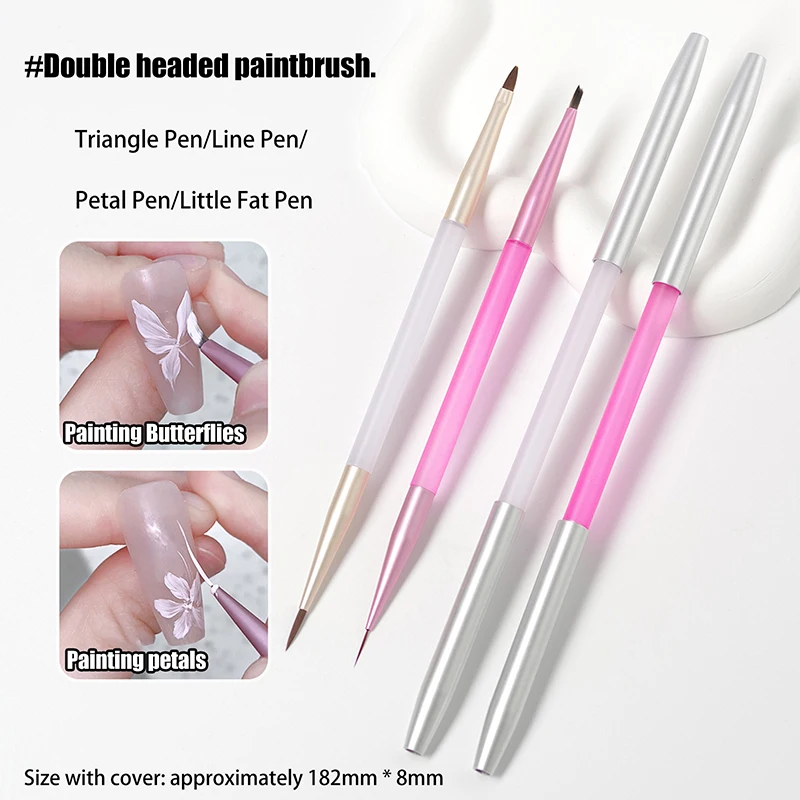 Pennelli per pittura fai-da-te a doppia testa per Nail Art Design con copertura per penna pennello per disegno in Gel Uv strumento per Manicure con penna a triangolo