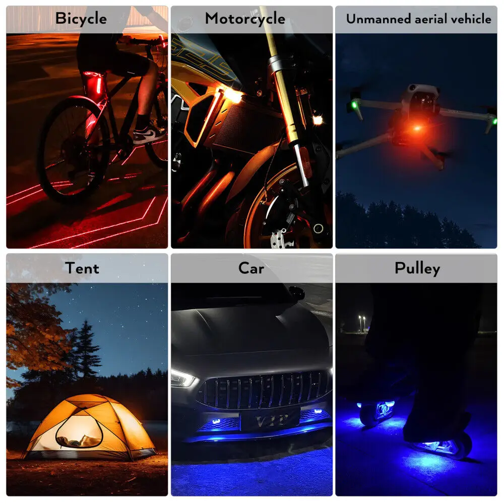 Lumière stroboscopique LED sans fil RGB pour voiture, lumières stroboscopiques pour avion, vélo moto, Position Flash LED, feux d'avertissement Anti-collision