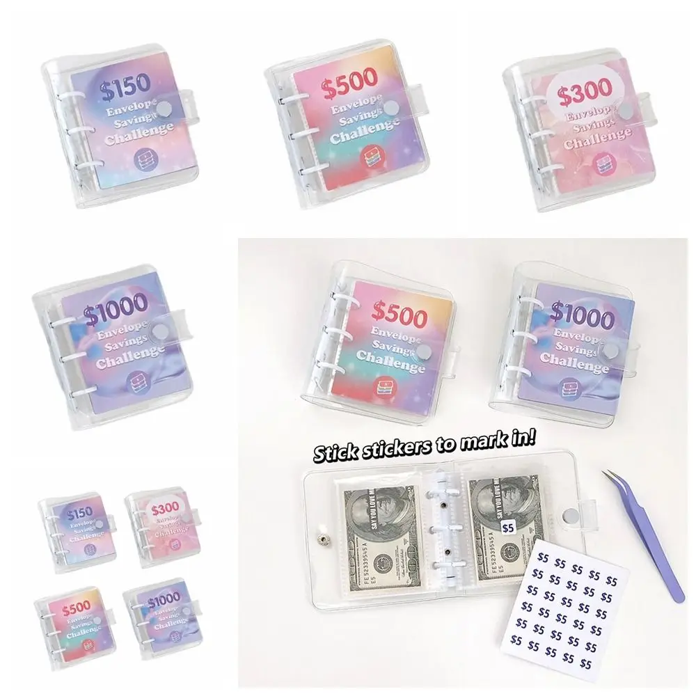 Transparent Savings Challenge Binder Loose Leaf Tear Resistant Envelope Challenge Binder PVC Waterproof Mini Budget Binder