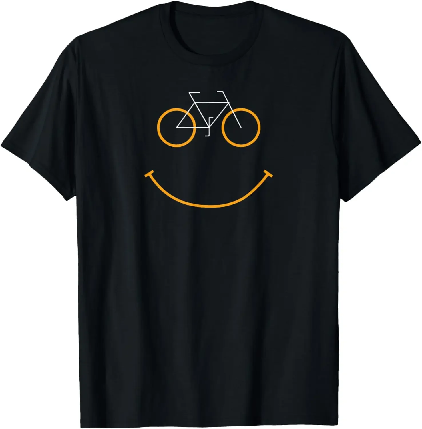 

Bicycle Smile Face Graphic Tee Men Bike Cycling Enthusiast Short Sleeve T-Shirt Breathable Cotton Tops