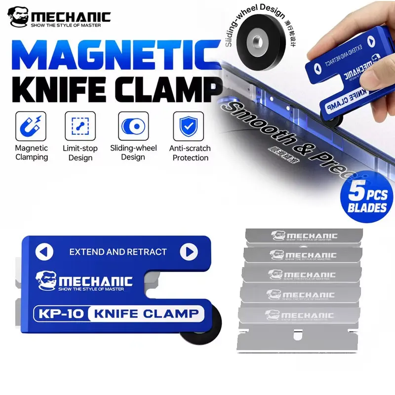 MECHANIC KP-10 Magnetic Glue Removal Knife with 5 Blades Precision Holder for Phone LCD Screen OCA Adhesive Repair