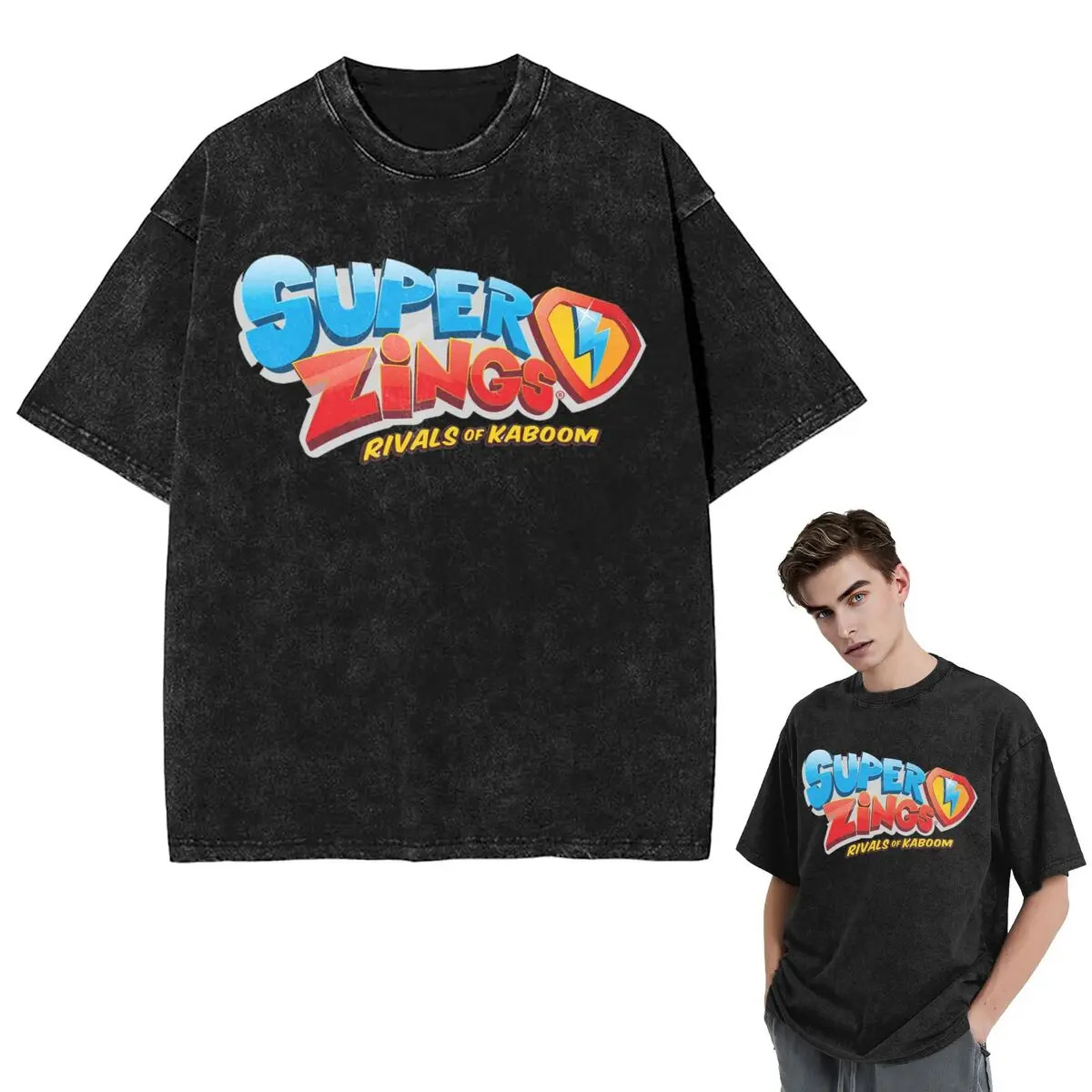 Streetwear T-Shirts Superthings Washed T Shirt Short Sleeve Hip Hop T-Shirt Tops Tees for Men Women