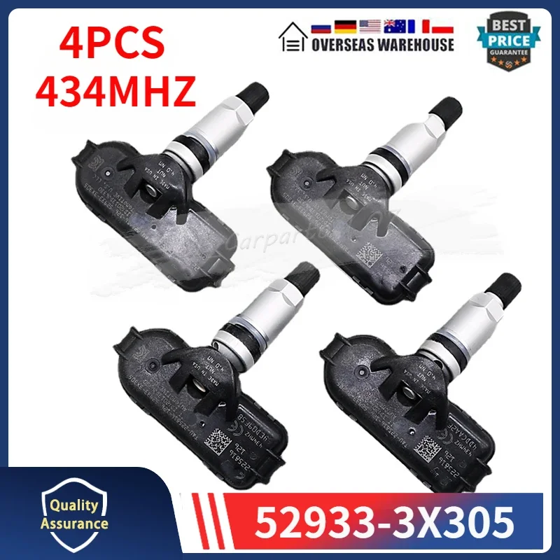 

4PCS TPMS TIRE PRESSURE SENSOR 52933-3X305 For 2013 Kia Cerato [TD] [YD] KIA Rio [UB] Tyre Pressure Monitor System Sensor 434MHZ