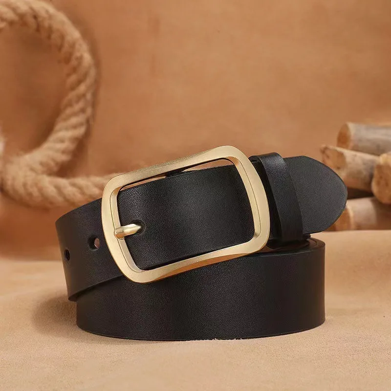 Cinto de couro de couro masculino, fivela de alfinete de metal, marca de luxo adulto jeans, casual negócio, moda masculina, novo image 5