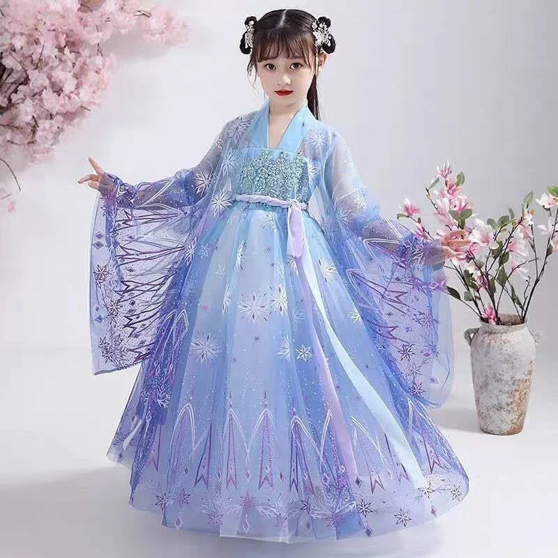 

Chinese Jacket Girl Folk Dance Outfit Performance Chinese Costume Kids Children Fairies Tang Dynasty New Year Clothes for Girls