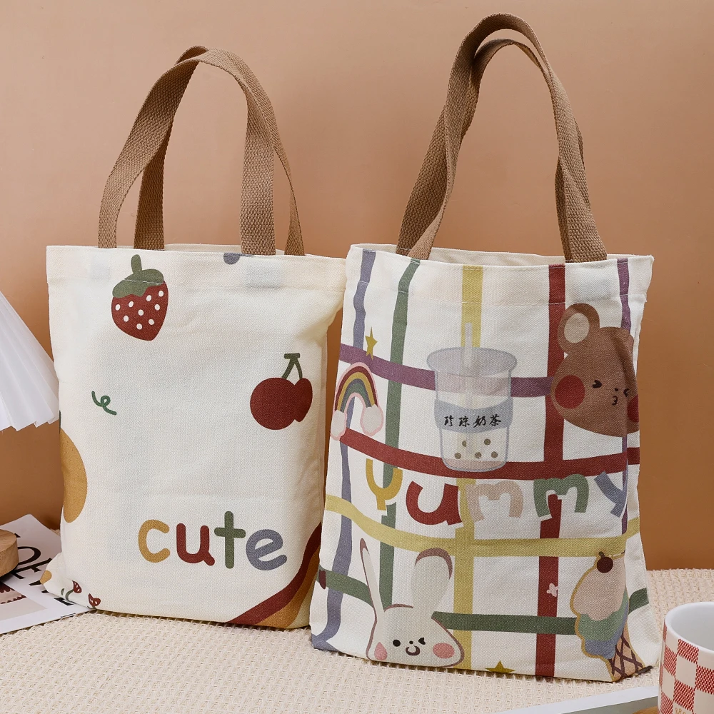 Japanese Girls Fashion Canvas Tote Bags for Women Casual Shopper Designer Handbag Japanese Style Cartoon Small Shoulder Bags