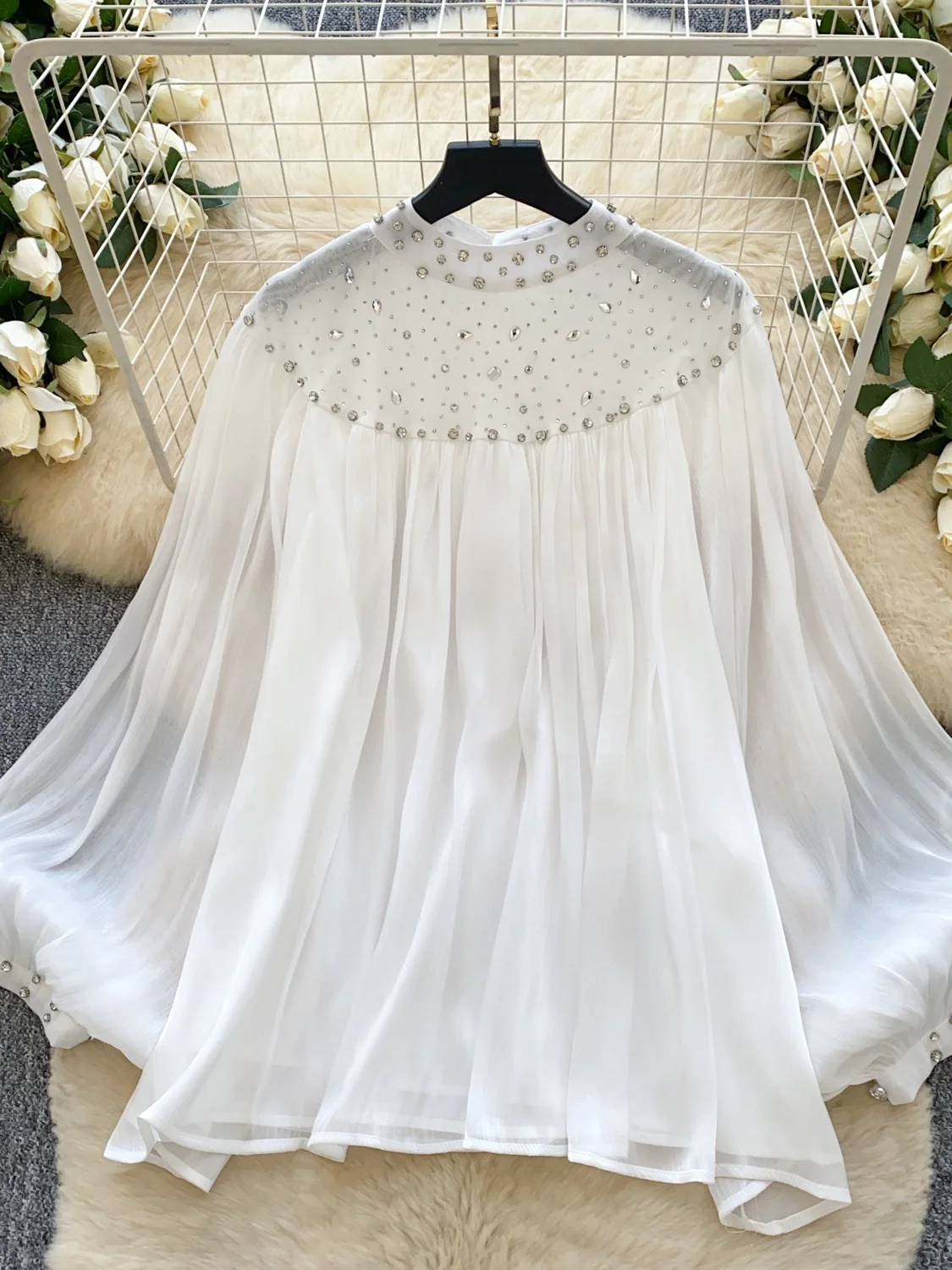 Ele Lantern Sve irt Women's Loose Fit Polyester Fiber Long Sve Breathable Korean Sle Office Wear  Color