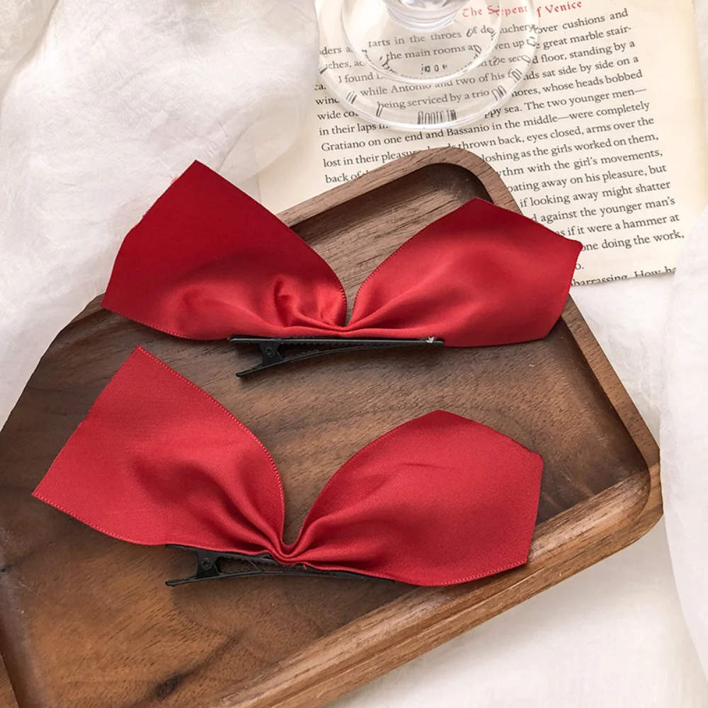 2pcs/Set Bow Hair Clips for Girls Barrettes Cute Hair Accessoires Kids Colored Ribbon Woman Hairpins Tiara